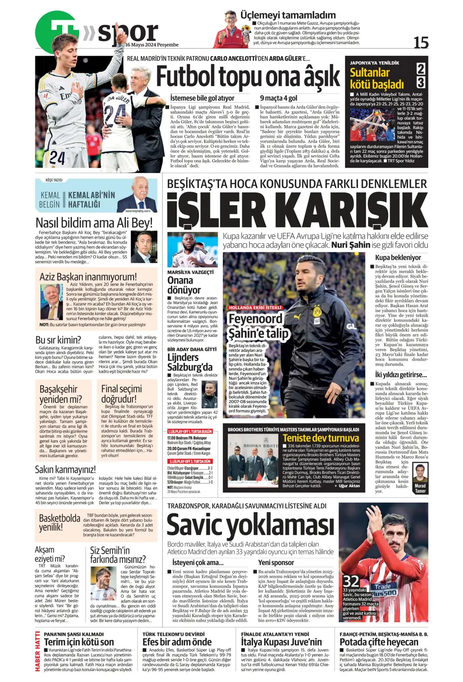 "İlk hedef Preciado" | Sporun manşetleri (16 Mayıs 2024) - 19