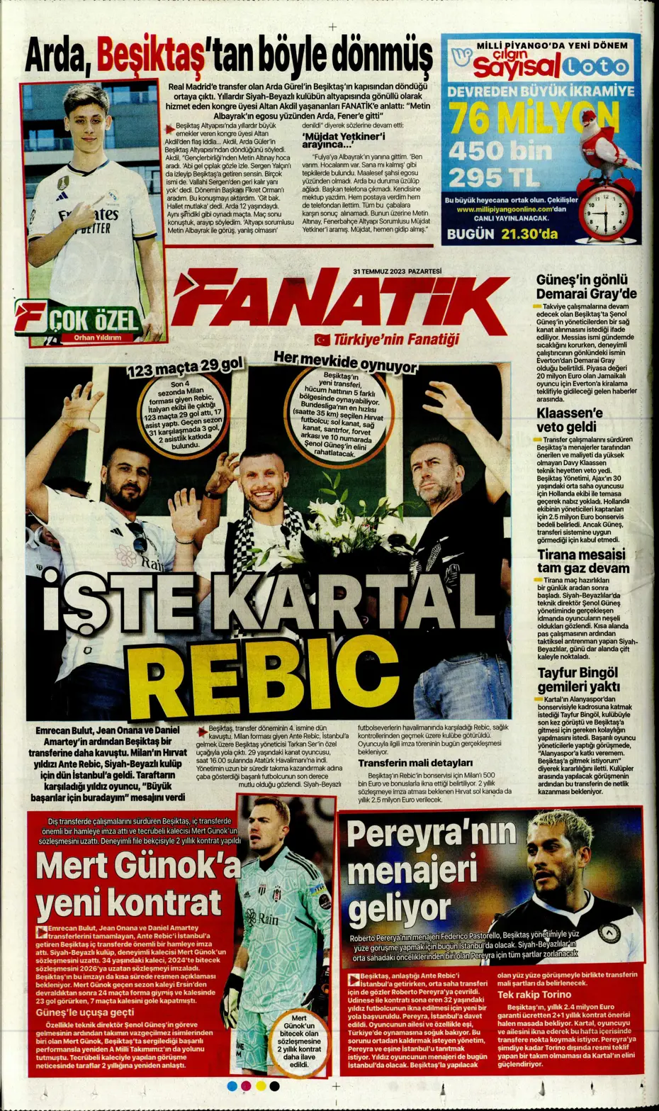 "Zaha'nın rövanşı Felix" | Sporun Manşetleri (31 Temmuz 2023) - 9