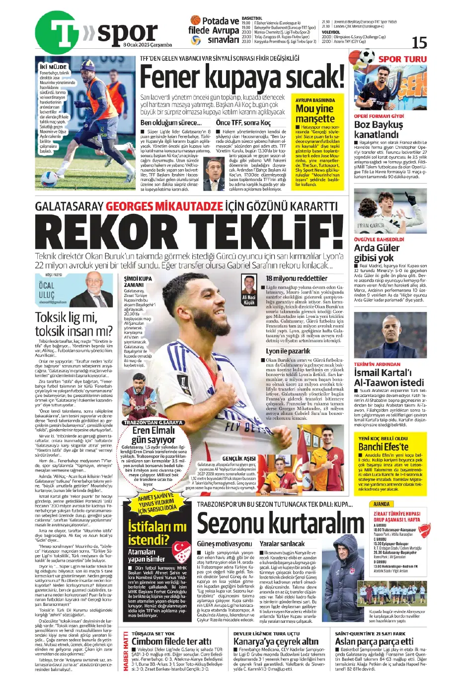 "Fenerbahçe'de büyük gün" | Sporun manşetleri (8 Ocak 2025) - 25