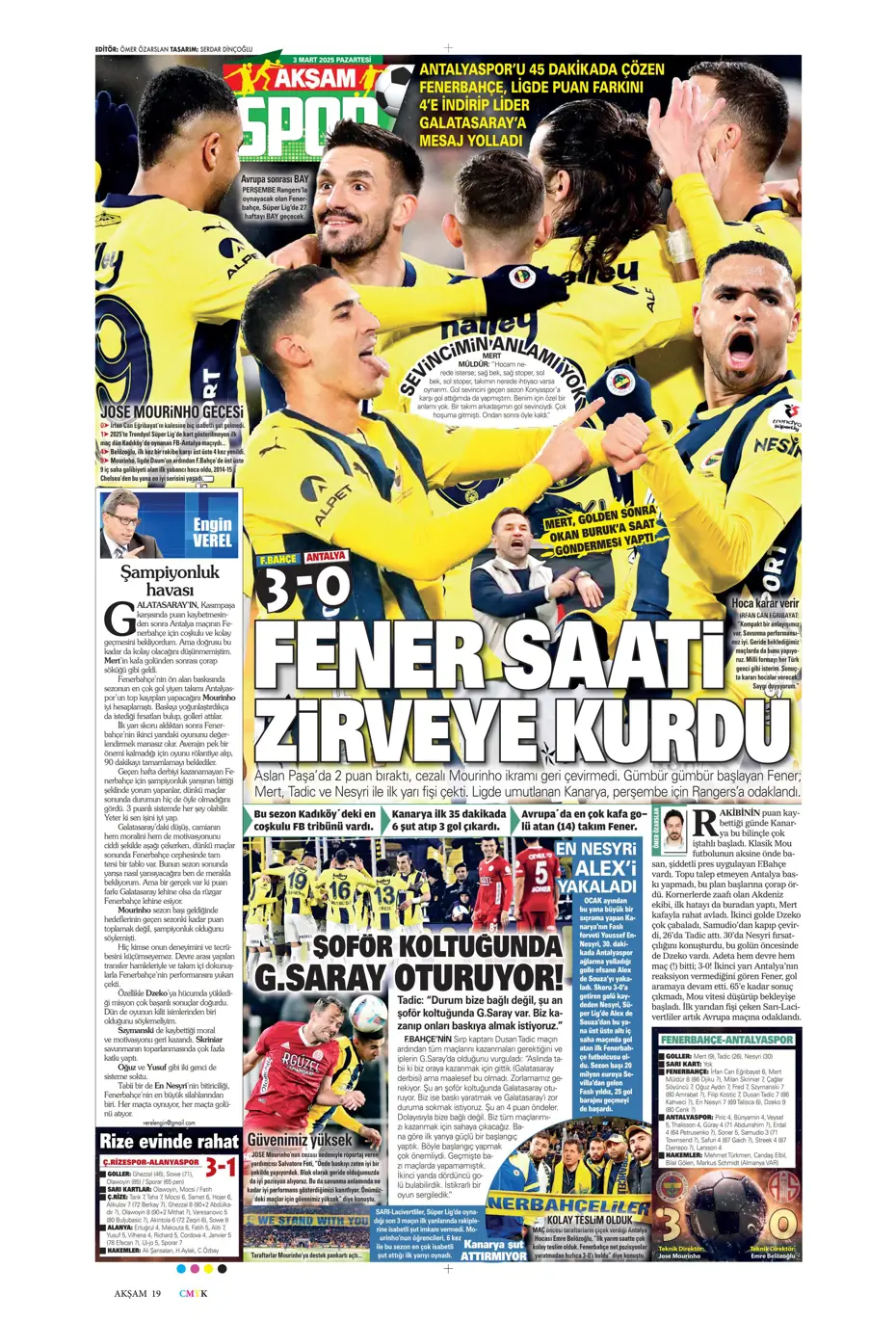 "Zirvede fark 4" | Sporun manşetleri - 3