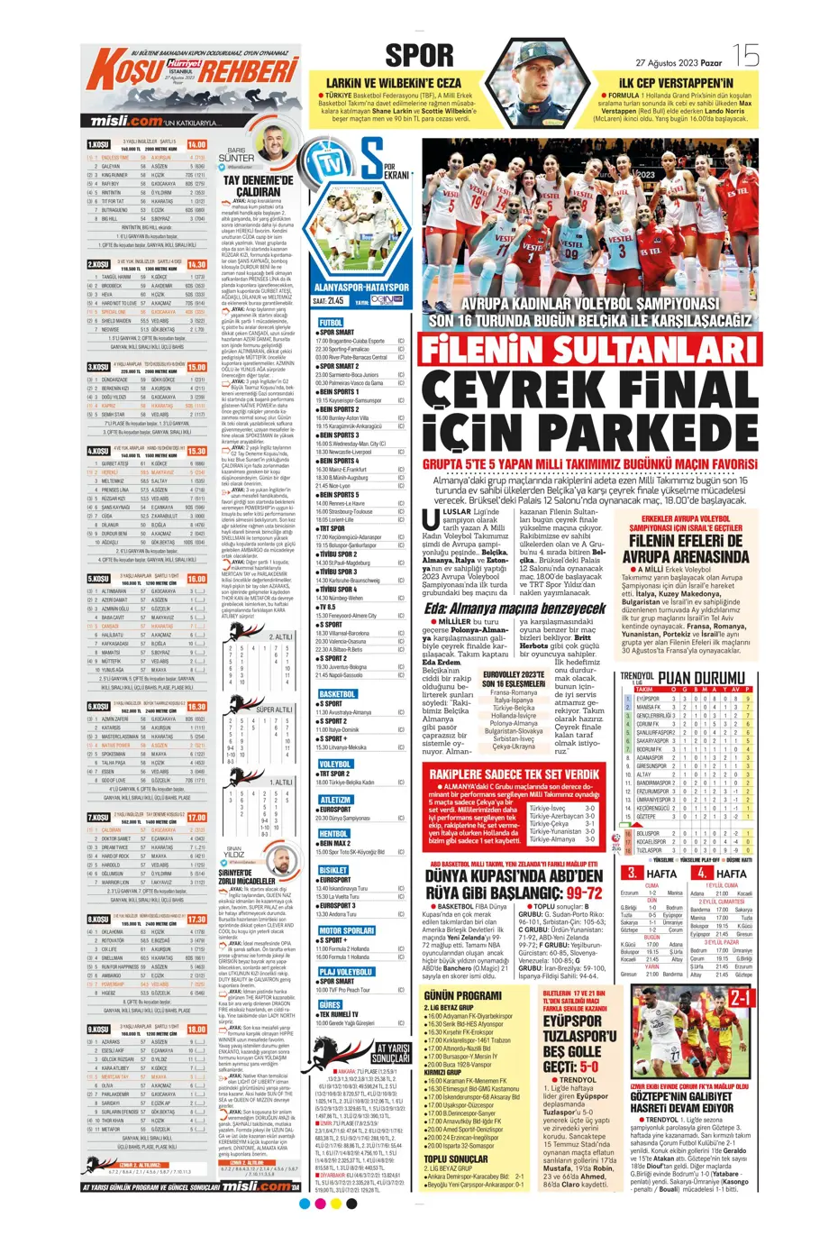 "Mertens sürprizi" | Sporun manşetleri (27 Ağustos 2023) - 14