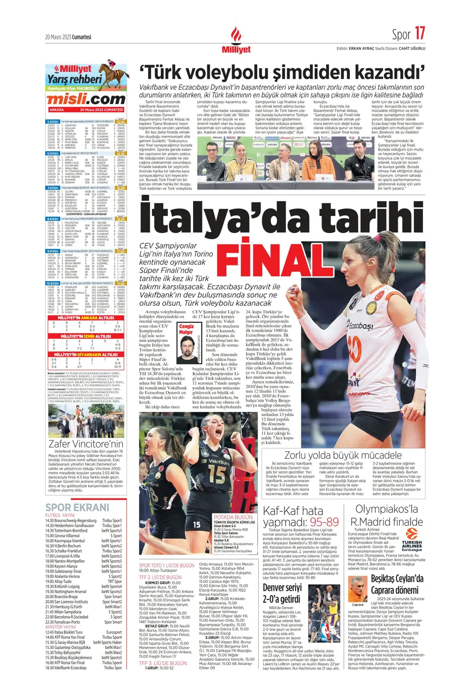 "Aslan'dan dev hamle" Günün spor manşetleri (20 Mayıs 2023) - 13