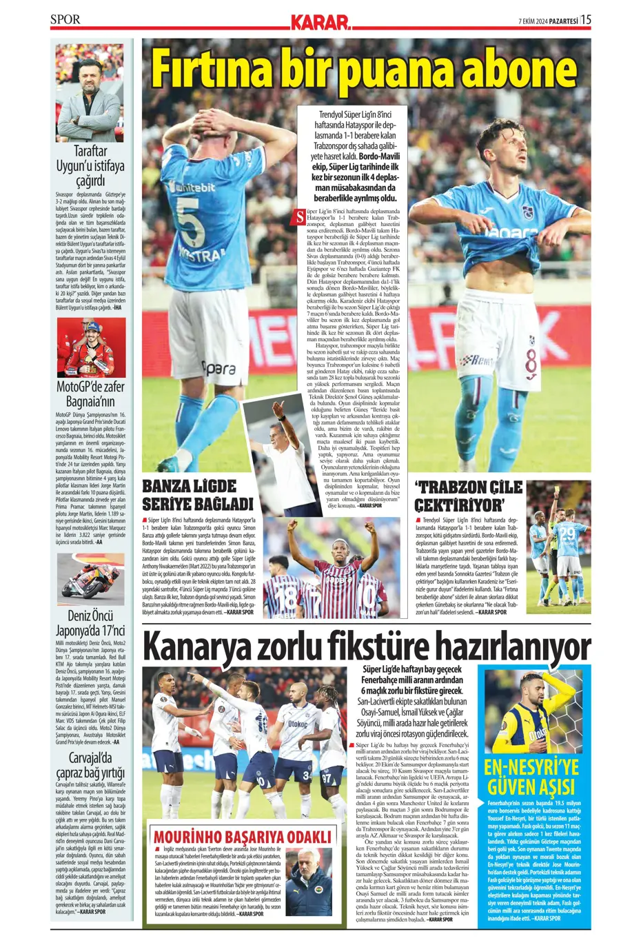 "Mourinho'dan Samsunspor'a yeni sistem" | Sporun manşetleri - 26