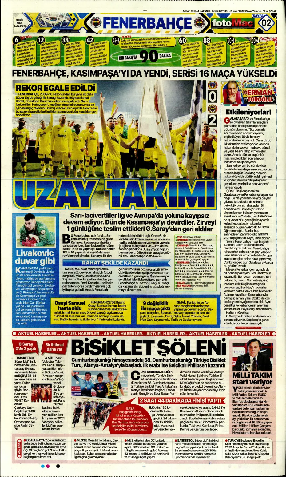 "Ağa da paşa da Fenerbahçe" | Sporun manşetleri (9 Ekim 2023) - 13 "Ağa da paşa da Fenerbahçe" | Sporun manşetleri (9 Ekim 2023) - 13