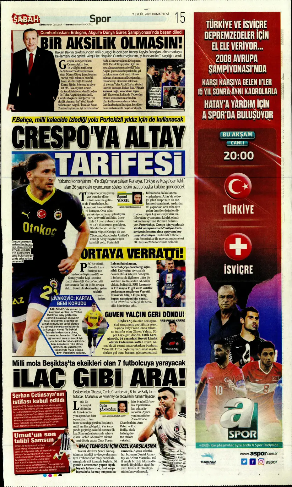 "Kuntz'un eseri" | Sporun manşetleri (9 Eylül 2023) - 27