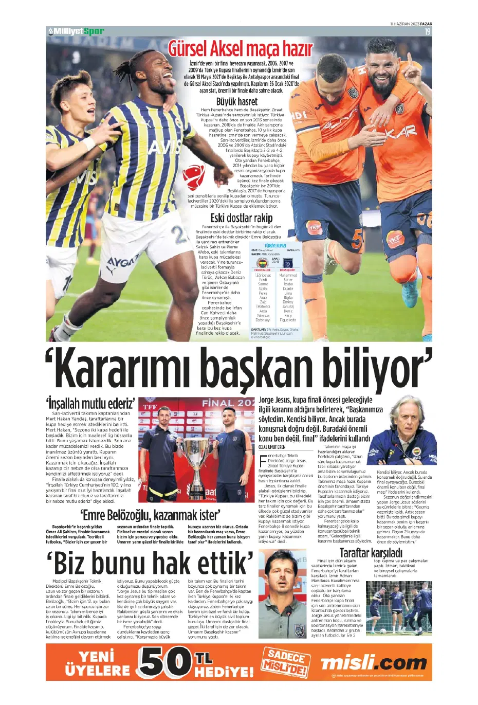 "F.Bahçe'ye veda etti" | Sporun manşetleri (11 Haziran 2023) - 15