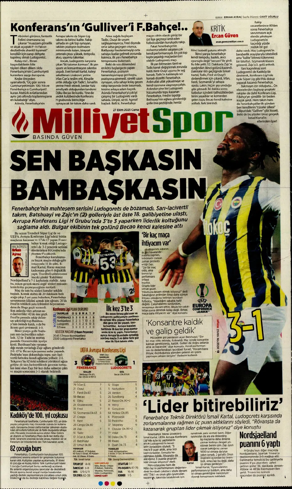 "Yüzyılın Fener'i" | Sporun manşetleri (27 Ekim 2023) - 18