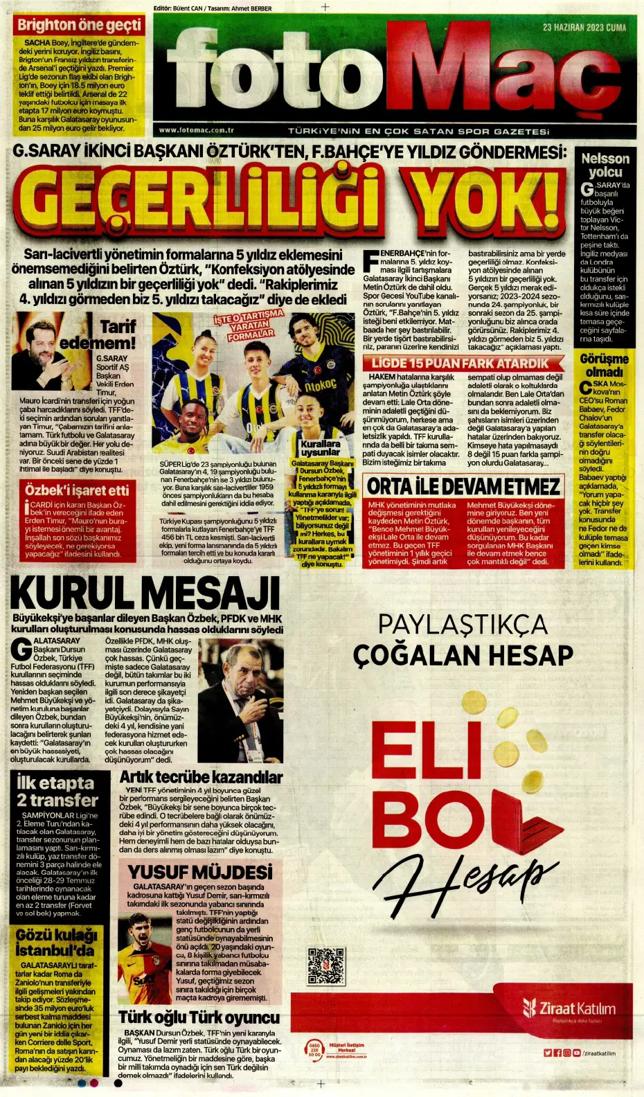 "Cüneyt Çakır ve Abdullah Avcı geliyor" | Sporun manşetleri (23 Haziran 2023) - 11