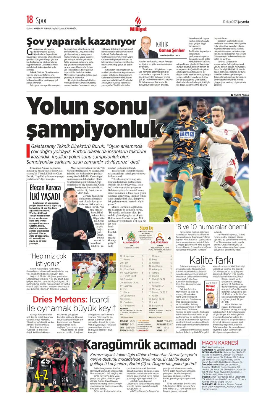 "Galatasaray'ın şov gecesi" | Sporun Manşetleri - 26 "Galatasaray'ın şov gecesi" | Sporun Manşetleri - 26