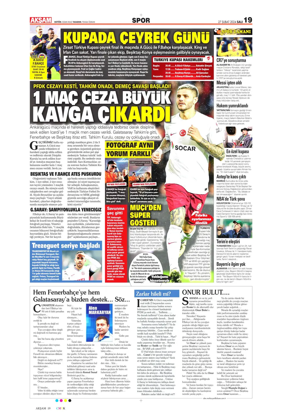 "Icardi'ye selam, zirvede devam" | Sporun manşetleri (27 Şubat 2024) - 3 "Icardi'ye selam, zirvede devam" | Sporun manşetleri (27 Şubat 2024) - 3