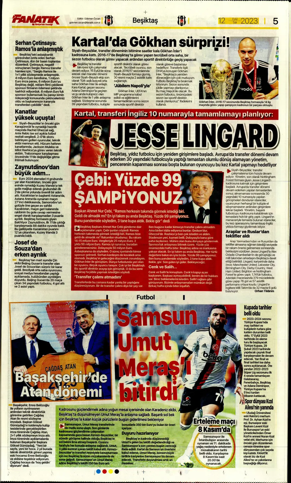 "Kartal'da Lingard sürprizi" | Sporun manşetleri (12 Eylül 2023) - 7
