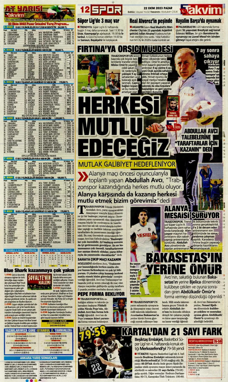 "Derbilerin Aslanı" | Sporun manşetleri (22 Ekim 2023) - 42