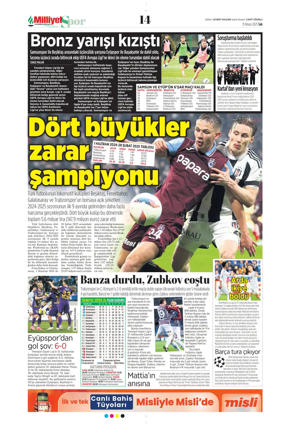 "Aslan'da De Bruyne hazırlığı" | Sporun manşetleri - 17 "Aslan'da De Bruyne hazırlığı" | Sporun manşetleri - 17