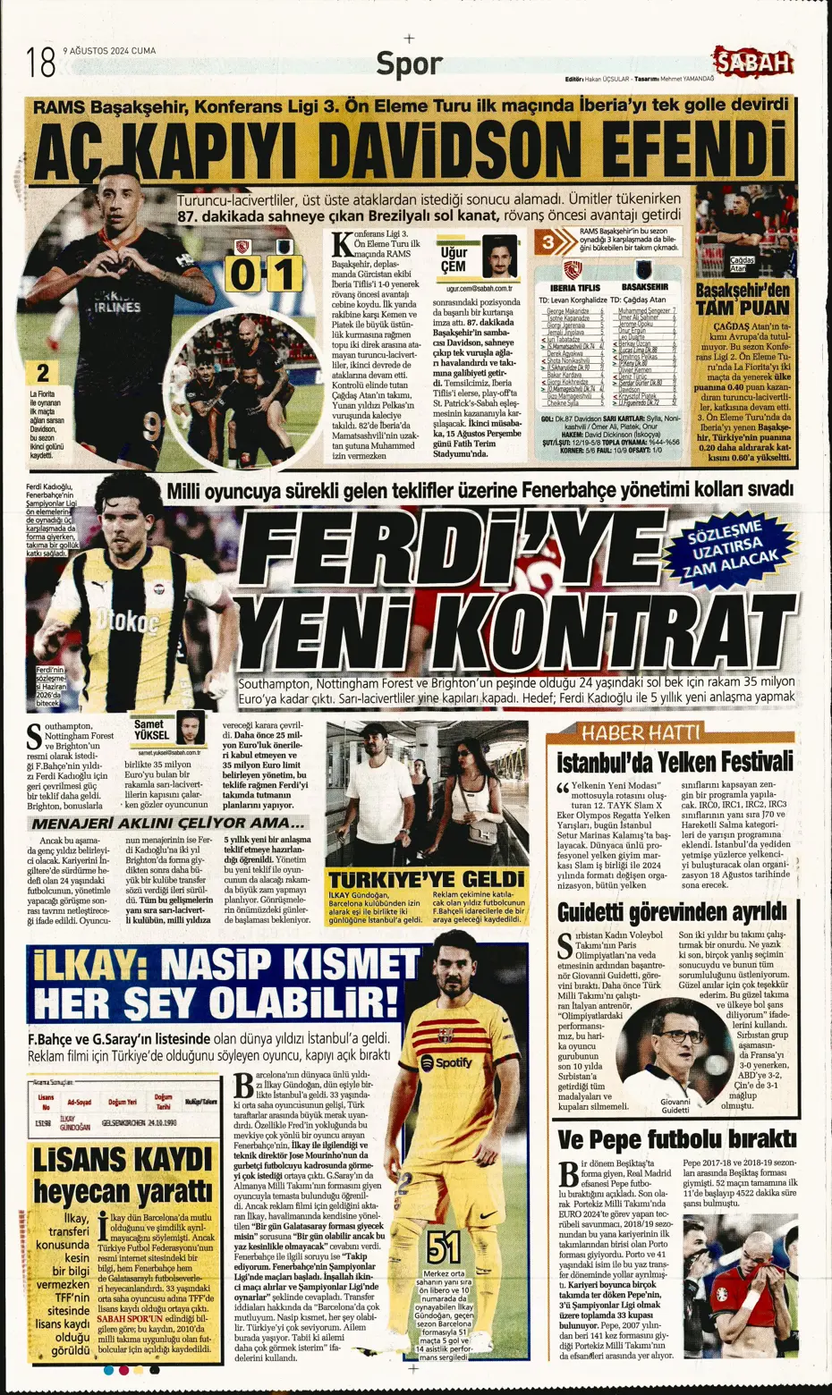 "Sahne şampiyonun" | Sporun manşetleri (9 Ağustos 2024) - 27