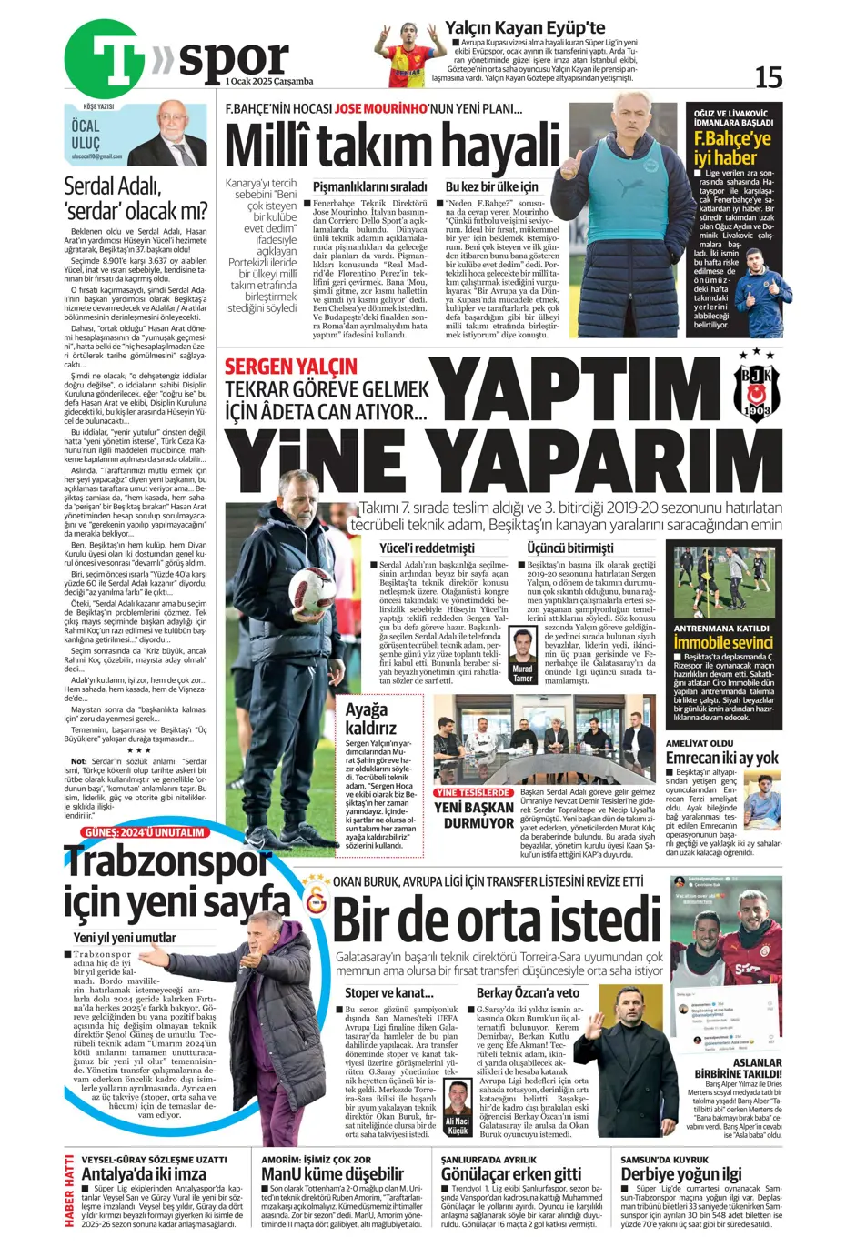 "Sergen Yalçın ve ekibi cumartesi başlıyor" | Sporun manşetleri (1 Ocak 2025) - 33