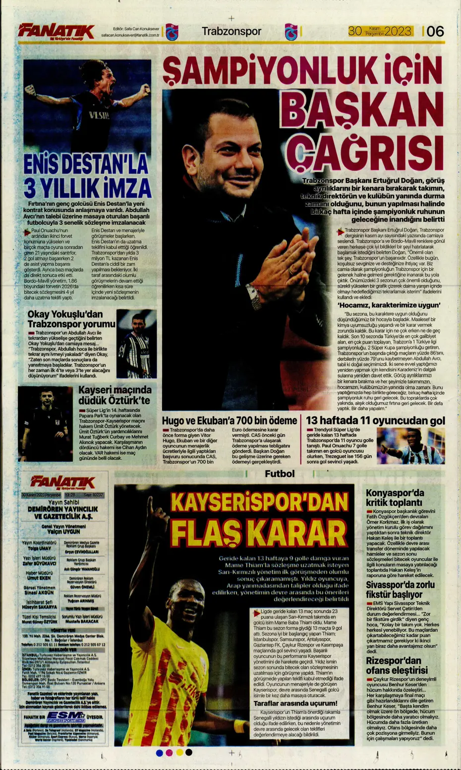 "Çok büyüksün Hakim Bey" | Sporun manşetleri (30 Kasım 2023) - 10 "Çok büyüksün Hakim Bey" | Sporun manşetleri (30 Kasım 2023) - 10