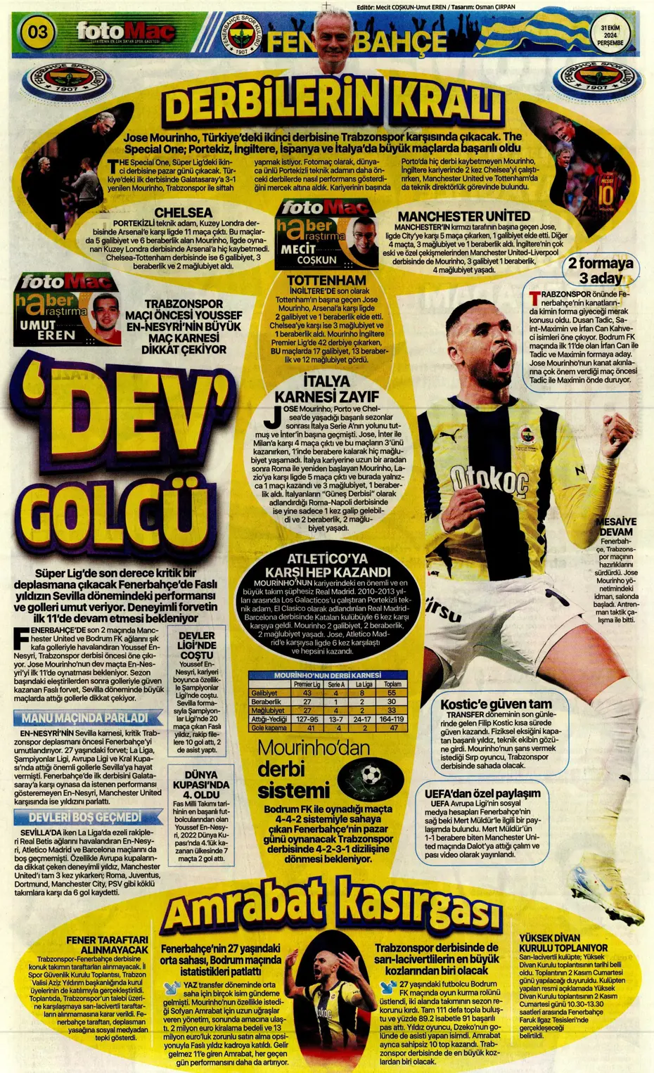 "Aslan'da Rosier harekatı" | Sporun manşetleri (31 Ekim 2024) - 12