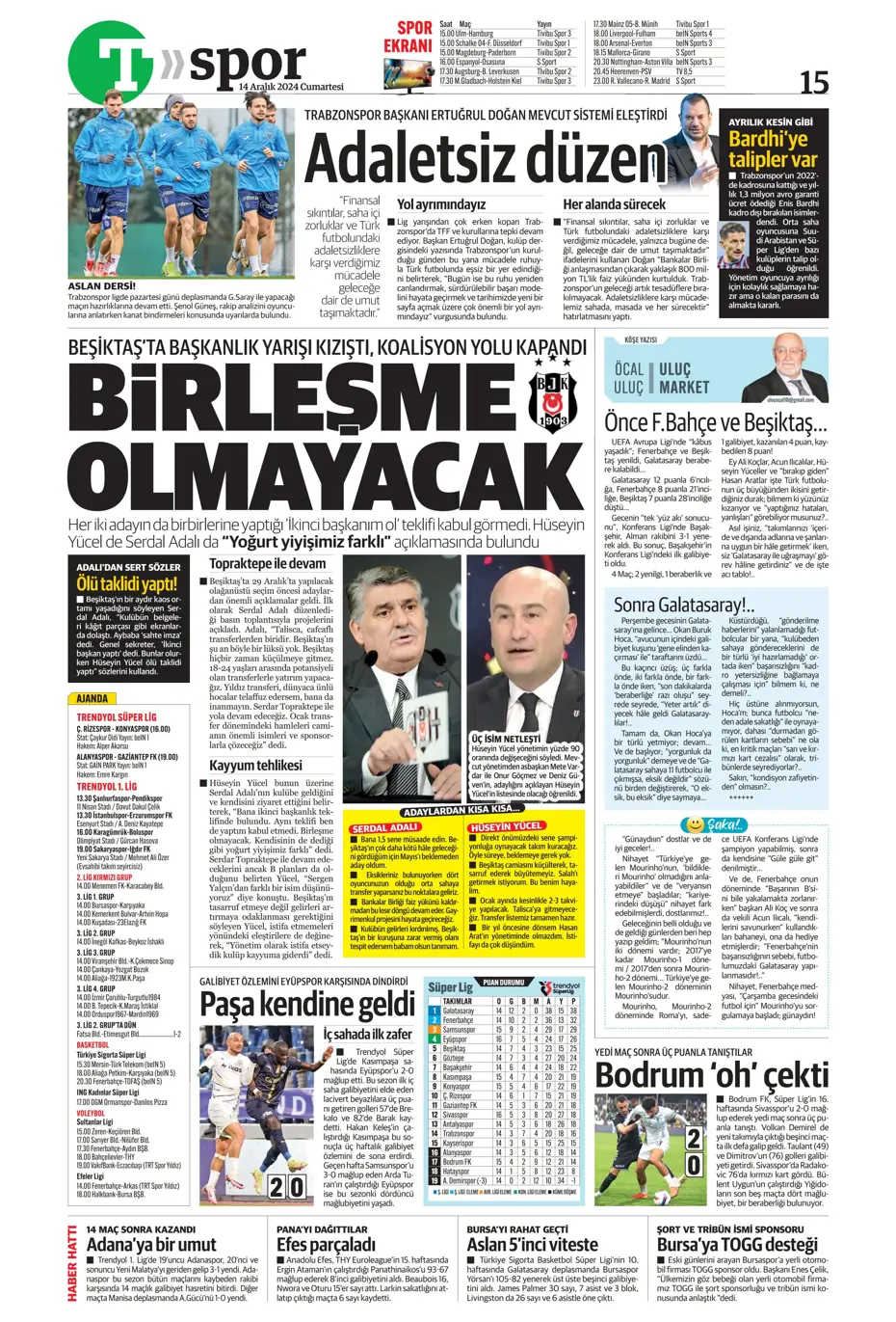 "Boscagli ve Hancko listeye girdi" | Sporun manşetleri - 37