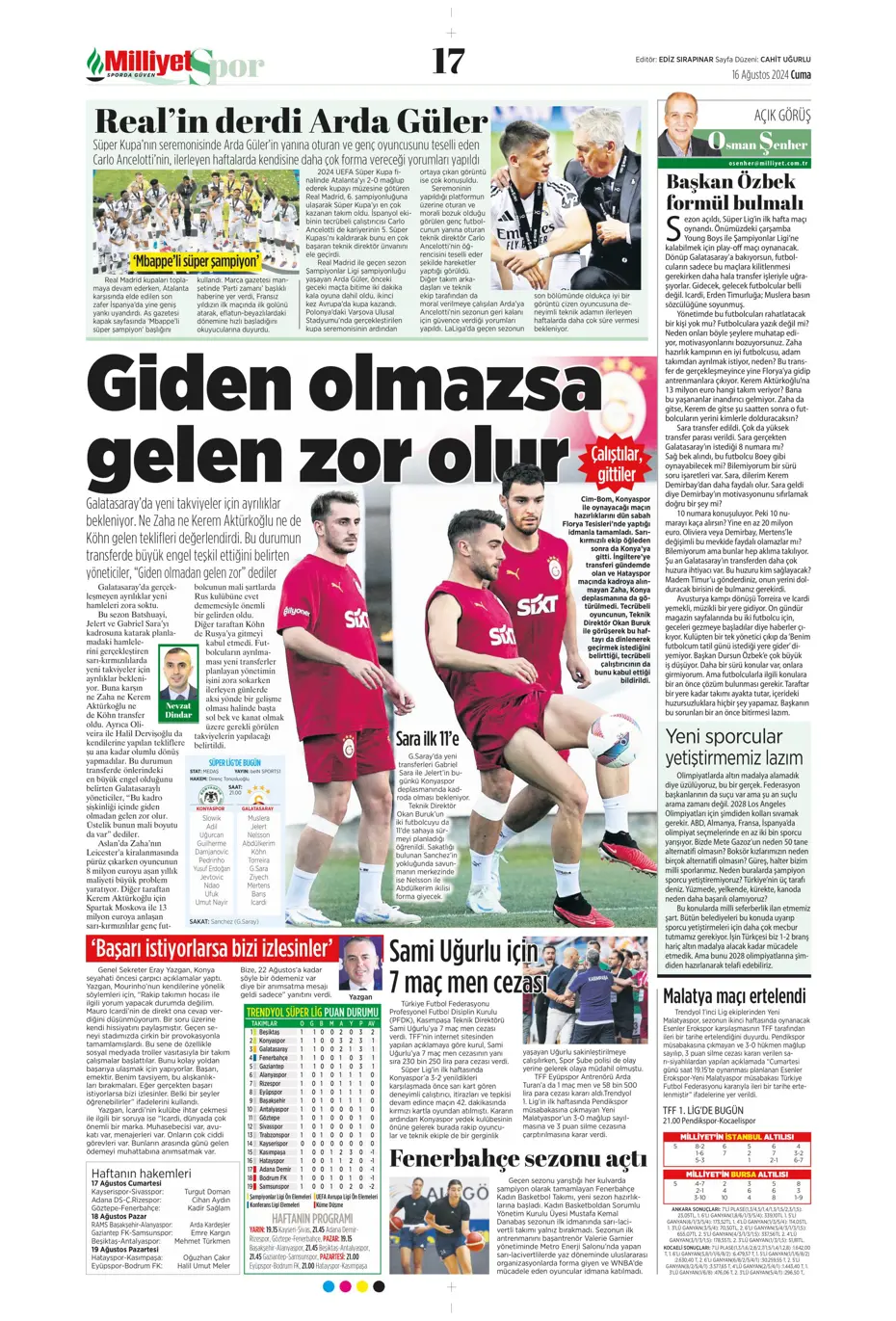 "Mateo Kovacic adım adım Fenerbahçe'ye" | Sporun manşetleri - 22 "Mateo Kovacic adım adım Fenerbahçe'ye" | Sporun manşetleri - 22