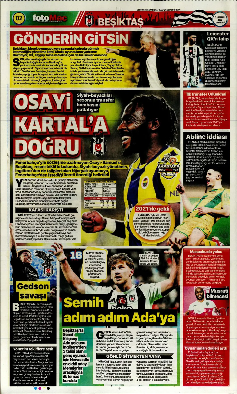 "Osayi, Beşiktaş'a doğru" | Sporun manşetleri (7 Haziran 2025) - 11