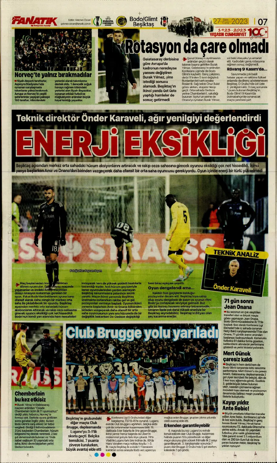 "Yüzyılın Fener'i" | Sporun manşetleri (27 Ekim 2023) - 7
