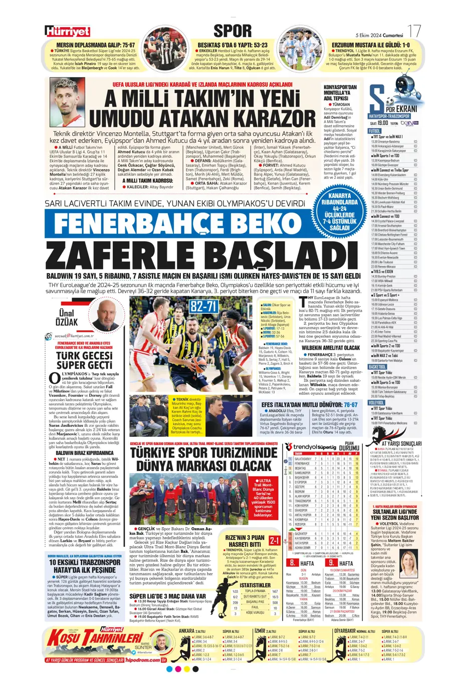 "Mourinho radara girdi" | Sporun manşetleri (5 Ekim 2024) - 19