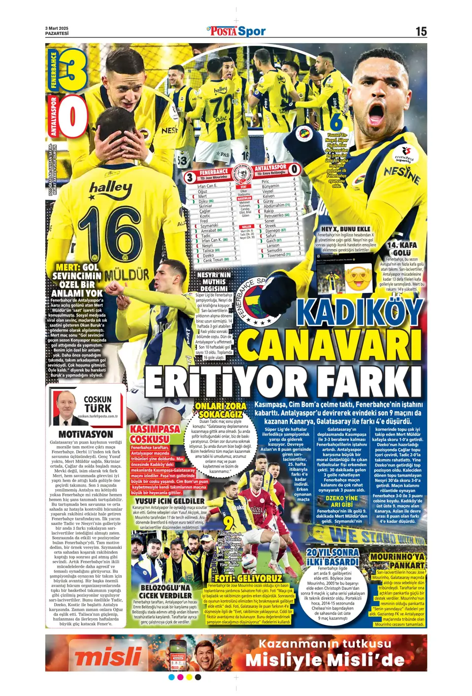 "Zirvede fark 4" | Sporun manşetleri - 22