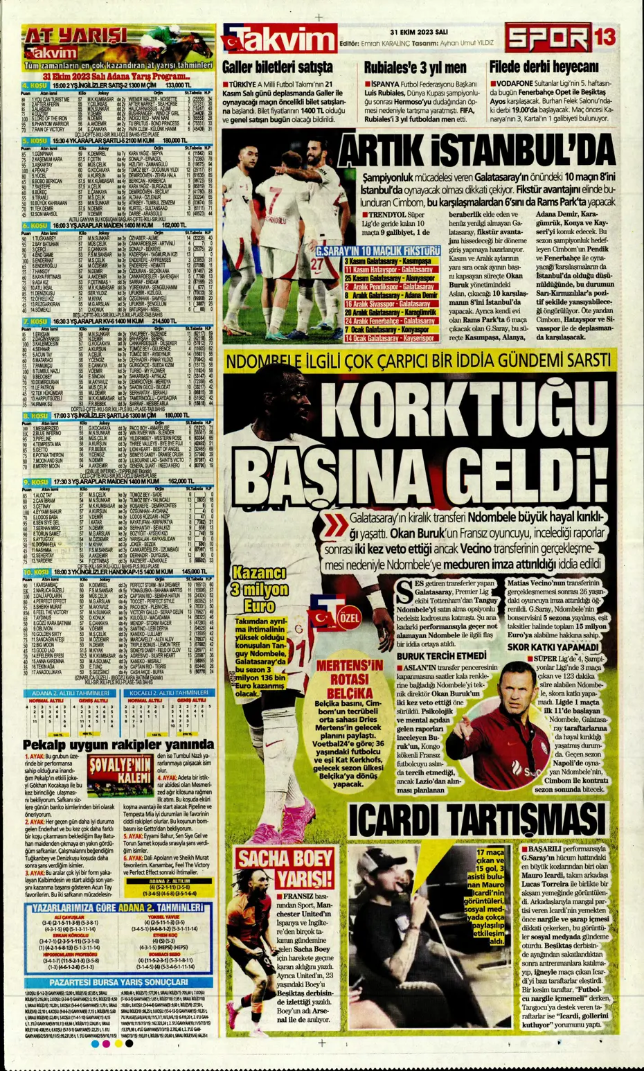 "Ne Bayern ne Barça en büyük Kanarya" | Sporun manşetleri (31 Ekim 2023) - 31