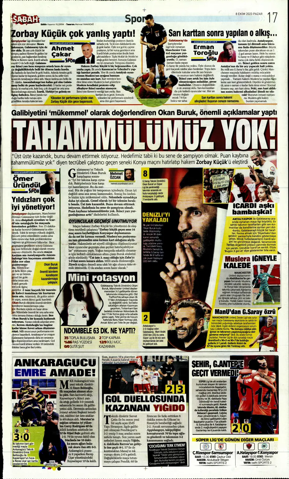 "Bjelica gidiyor, Avcı geliyor" | Sporun manşetleri (8 Ekim 2023) - 35