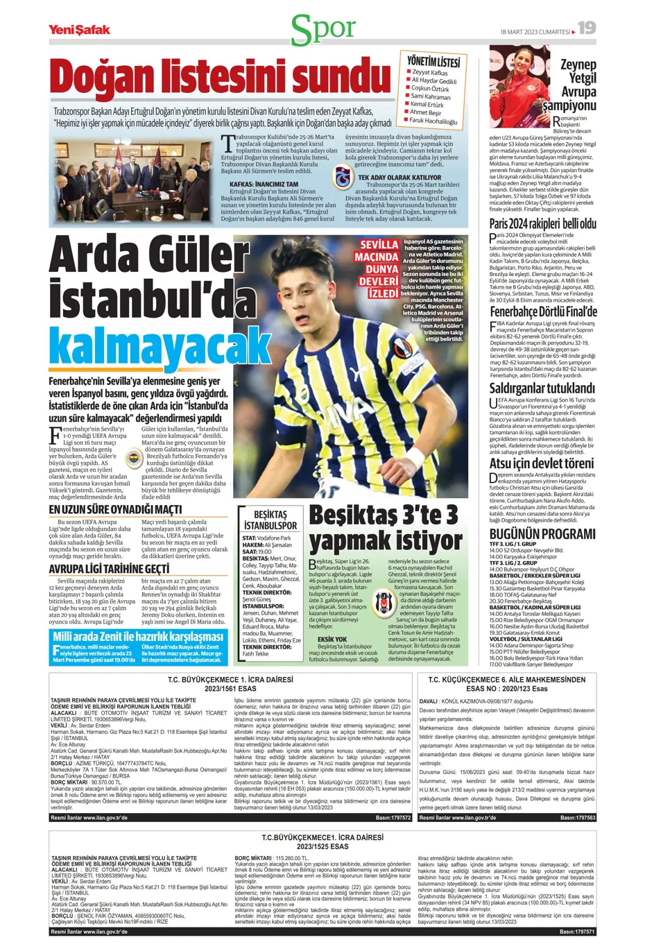 "Aslan yıkıldı" - Gazete manşetleri (18 Mart 2023) - 36