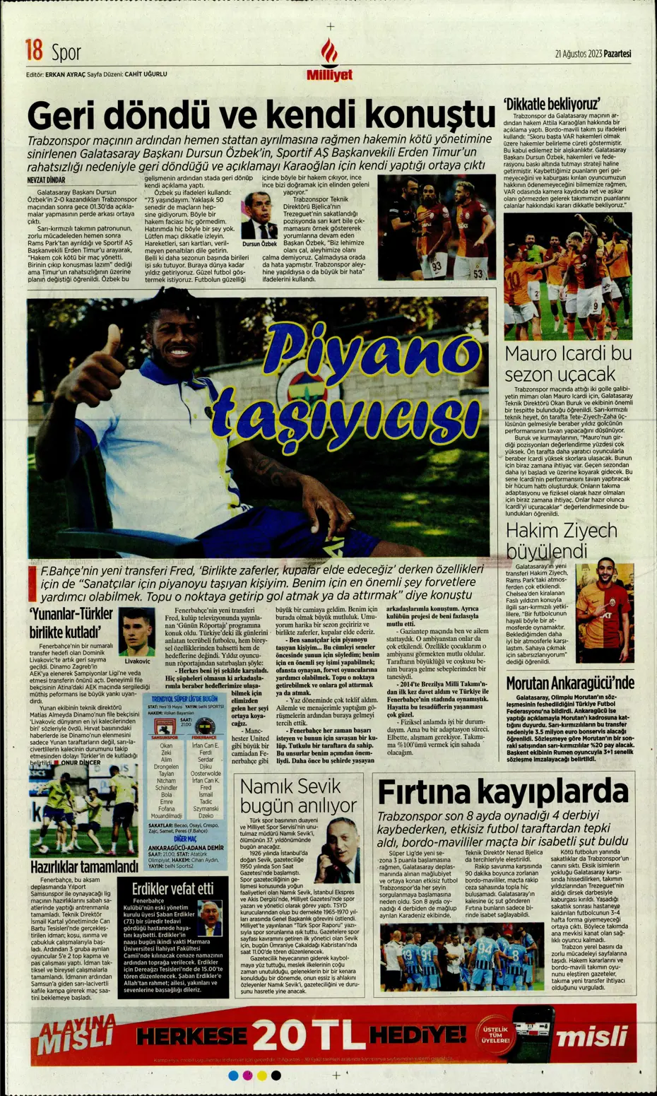 "Kara Kartal'a 90+4'te şok" | Sporun manşetleri (21 Ağustos 2023) - 25