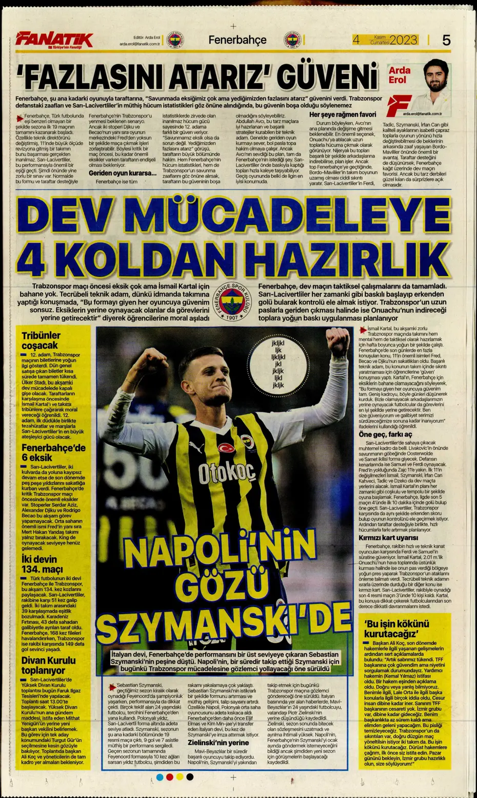 "Derbinin şifresi ilk çeyrek" | Sporun manşetleri (4 Kasım 2023) - 8