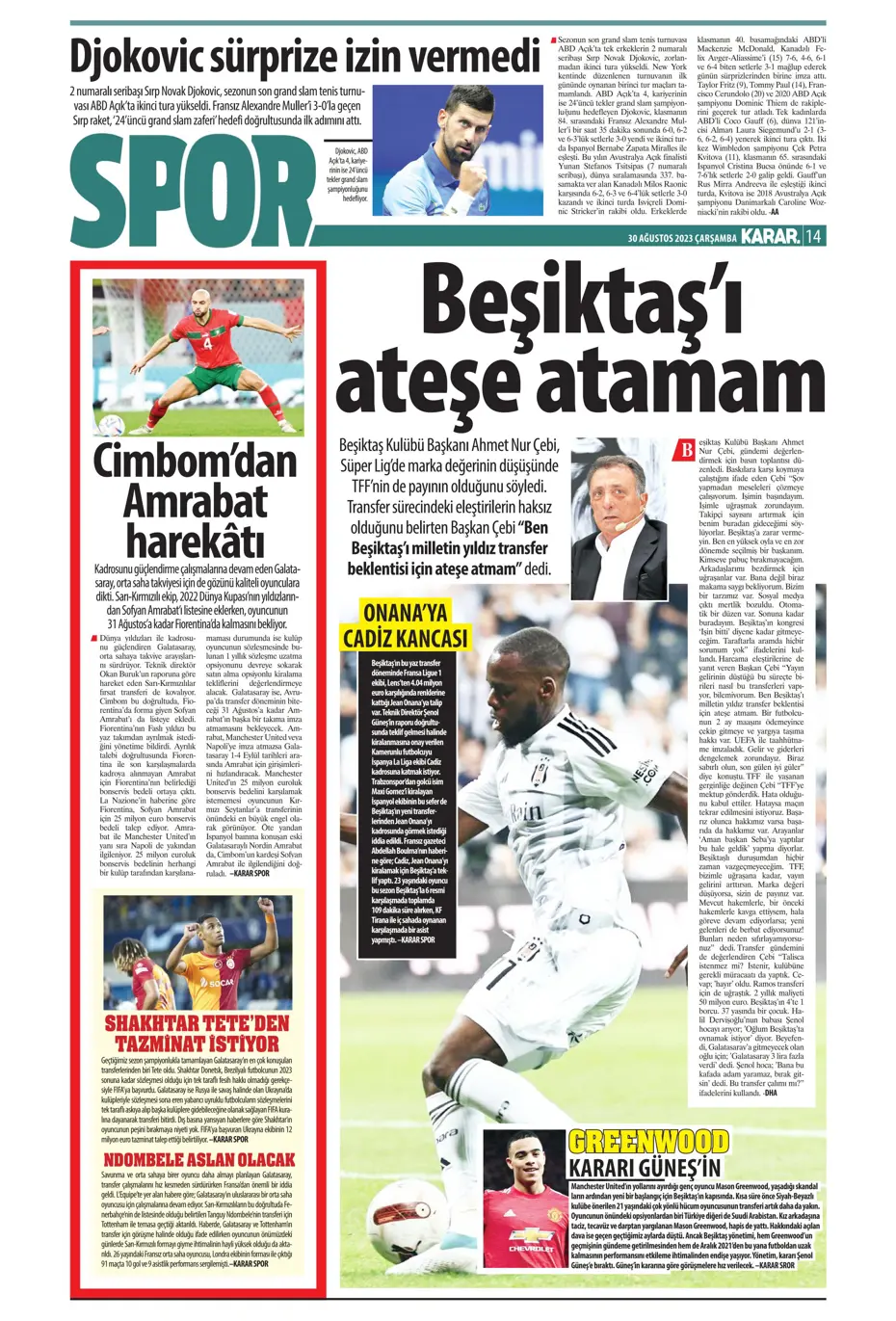 "Avrupa Avrupa duy sesimizi" | Sporun manşetleri (30 Ağustos 2023) - 26 "Avrupa Avrupa duy sesimizi" | Sporun manşetleri (30 Ağustos 2023) - 26