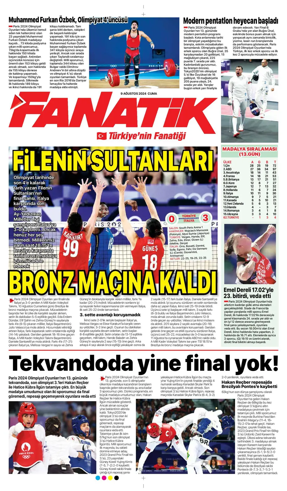 "Sahne şampiyonun" | Sporun manşetleri (9 Ağustos 2024) - 10