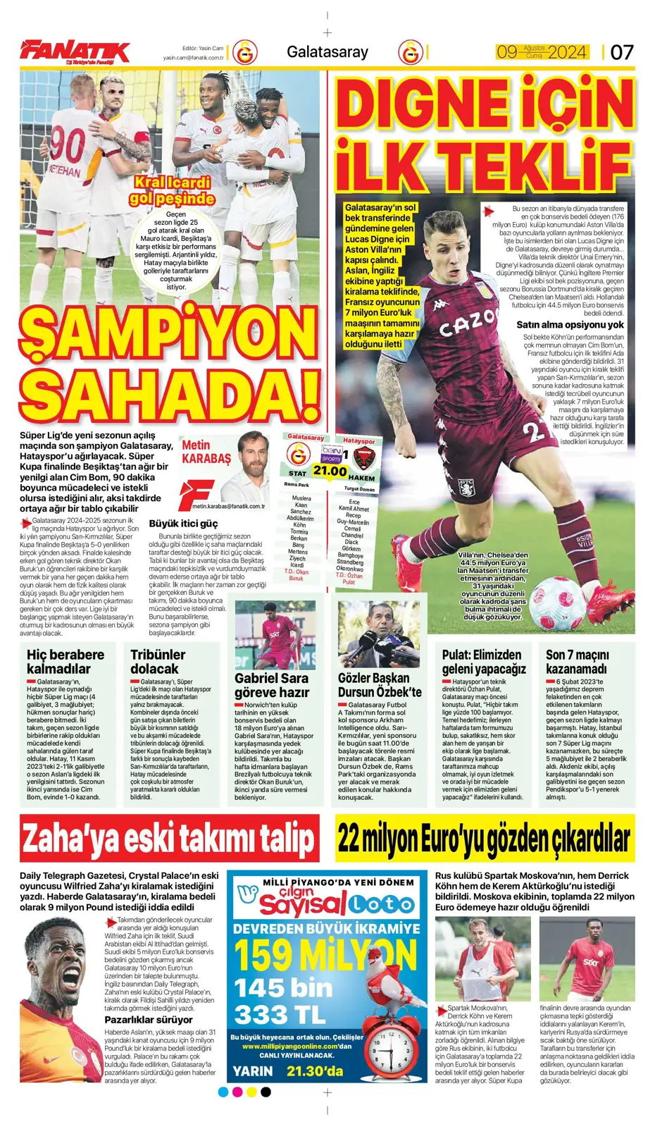 "Sahne şampiyonun" | Sporun manşetleri (9 Ağustos 2024) - 9