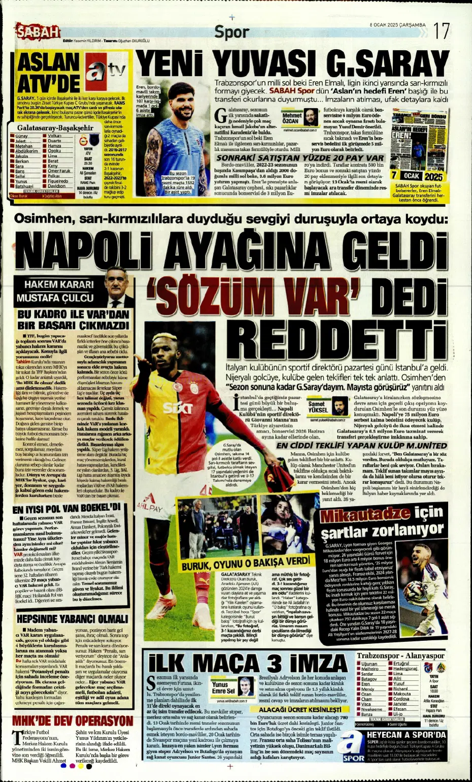 "Fenerbahçe'de büyük gün" | Sporun manşetleri (8 Ocak 2025) - 18 "Fenerbahçe'de büyük gün" | Sporun manşetleri (8 Ocak 2025) - 18