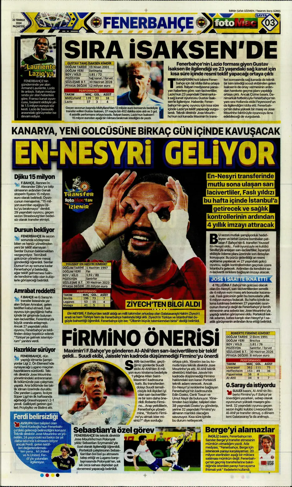 "Kara Kartal'a Asensio müjdesi" | Sporun manşetleri (22 Temmuz 2024) - 11