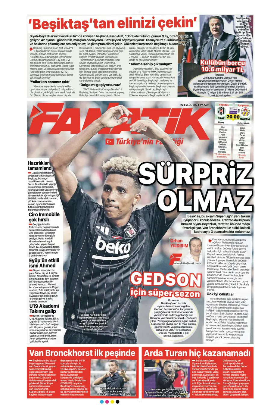 "Şampiyon Kadıköy'ü selamladı!" | Sporun manşetleri (22 Eylül 2024) - 11