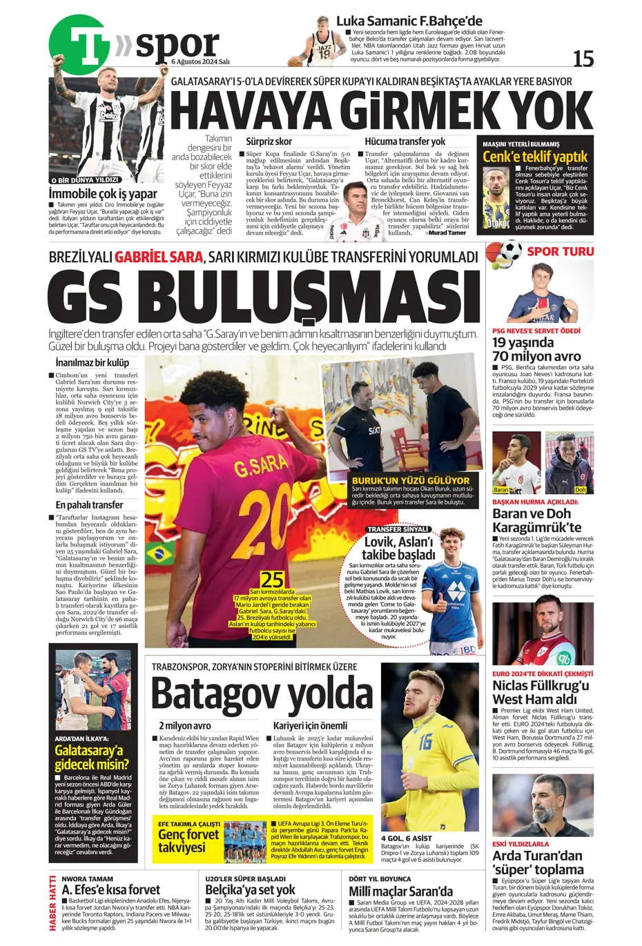 "Kartal'dan Cengiz sürprizi" | Sporun manşetleri (6 Ağustos 2024) - 29 "Kartal'dan Cengiz sürprizi" | Sporun manşetleri (6 Ağustos 2024) - 29