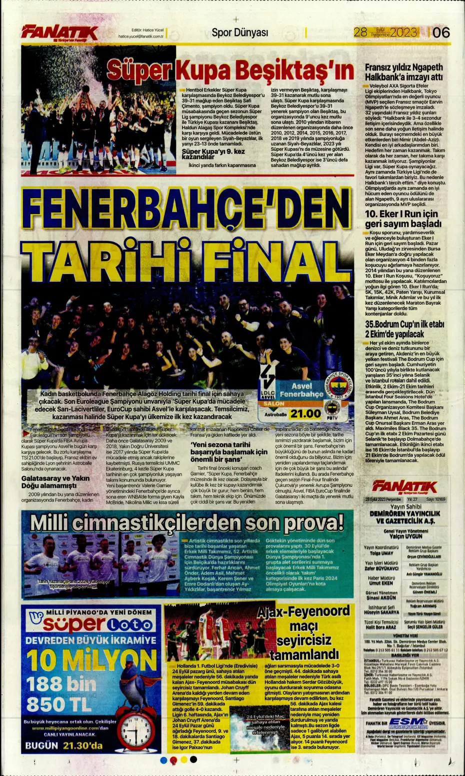 "Tarihi eser" | Sporun manşetleri (28 Eylül 2023) - 10