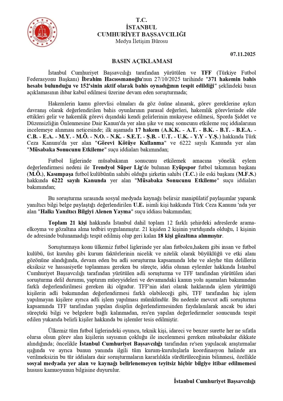 Bahis soruşturması: 17'si hakem, 1'i kulüp başkanı toplam 21 kişi için gözaltı kararı - 3