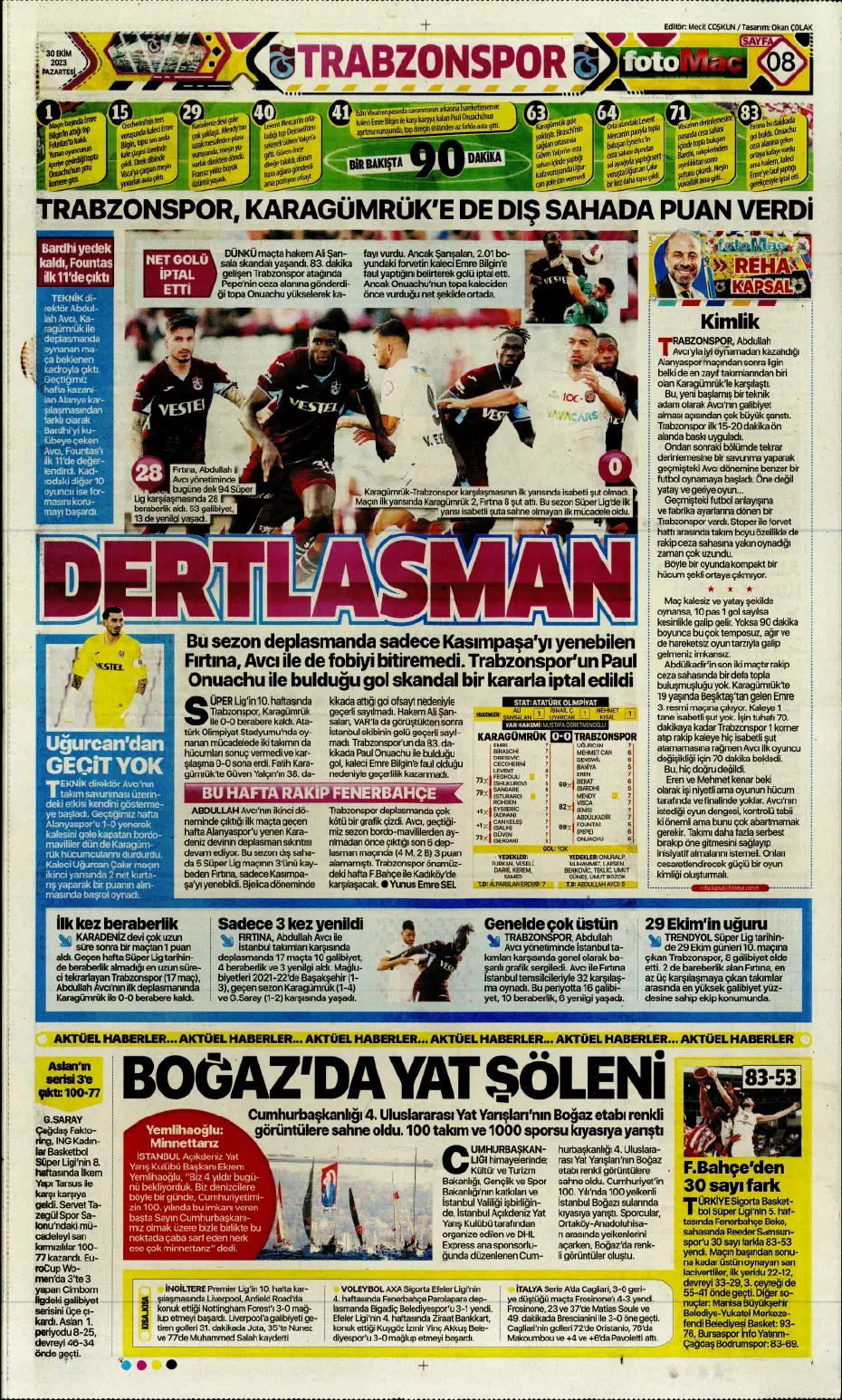 "Fenerbahçe kasırgası" | Sporun manşetleri (30 Ekim 2023) - 14