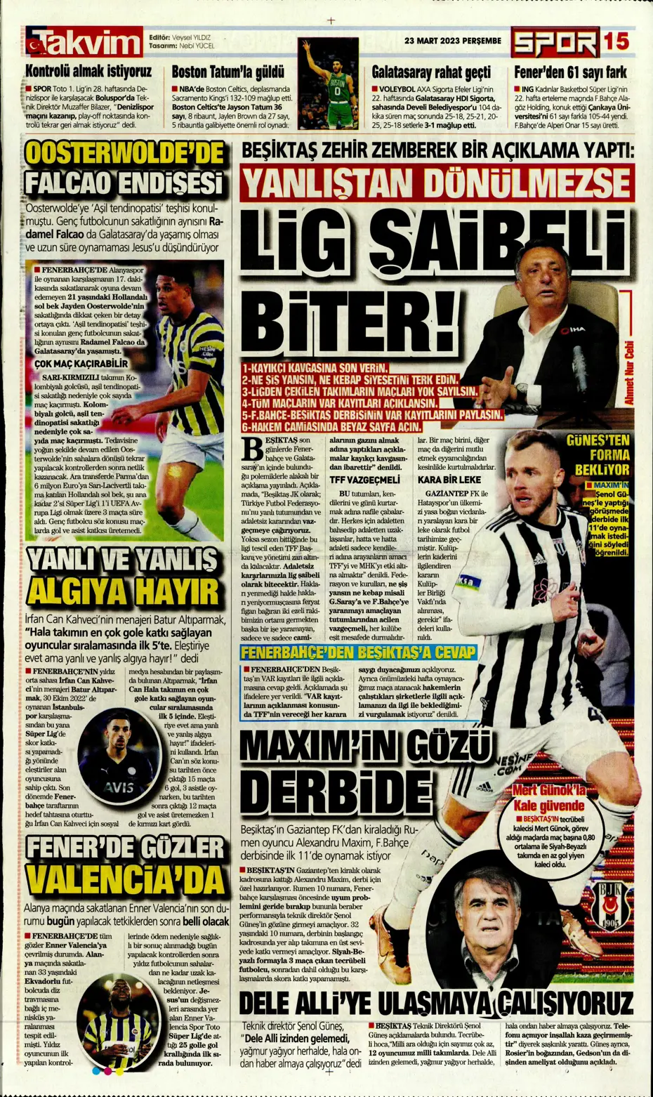 "Jesus'un derbi motivasyonu" - Gazete manşetleri (23 Mart 2023) - 31