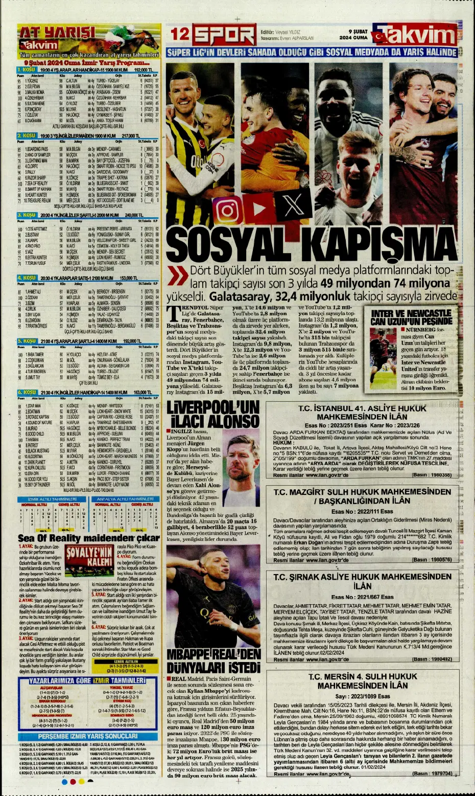 "Icardi &amp; Dzeko'yu geçti" | Sporun manşetleri (9 Şubat 2024) - 23