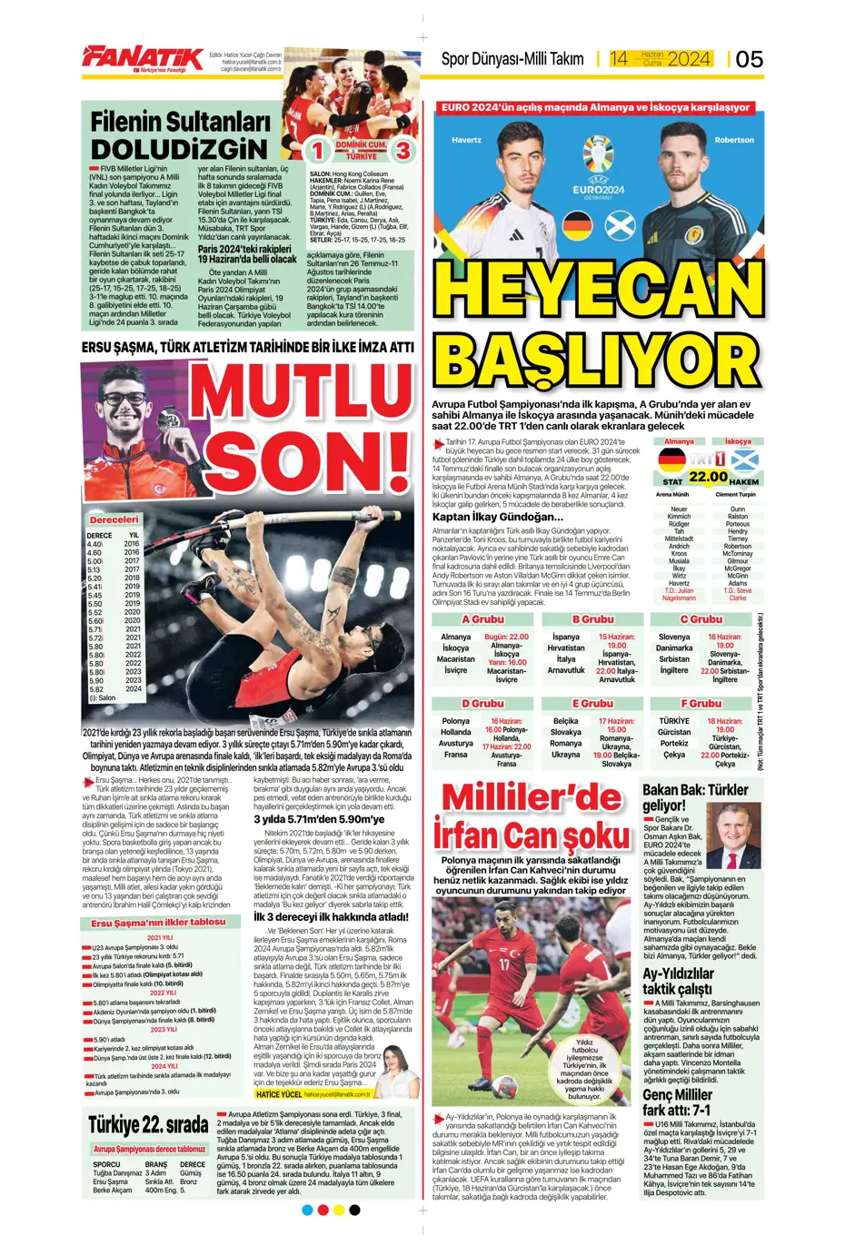 "A Milli Takım'da İrfan Can şoku" | Sporun manşetleri (14 Haziran 2024) - 9 "A Milli Takım'da İrfan Can şoku" | Sporun manşetleri (14 Haziran 2024) - 9