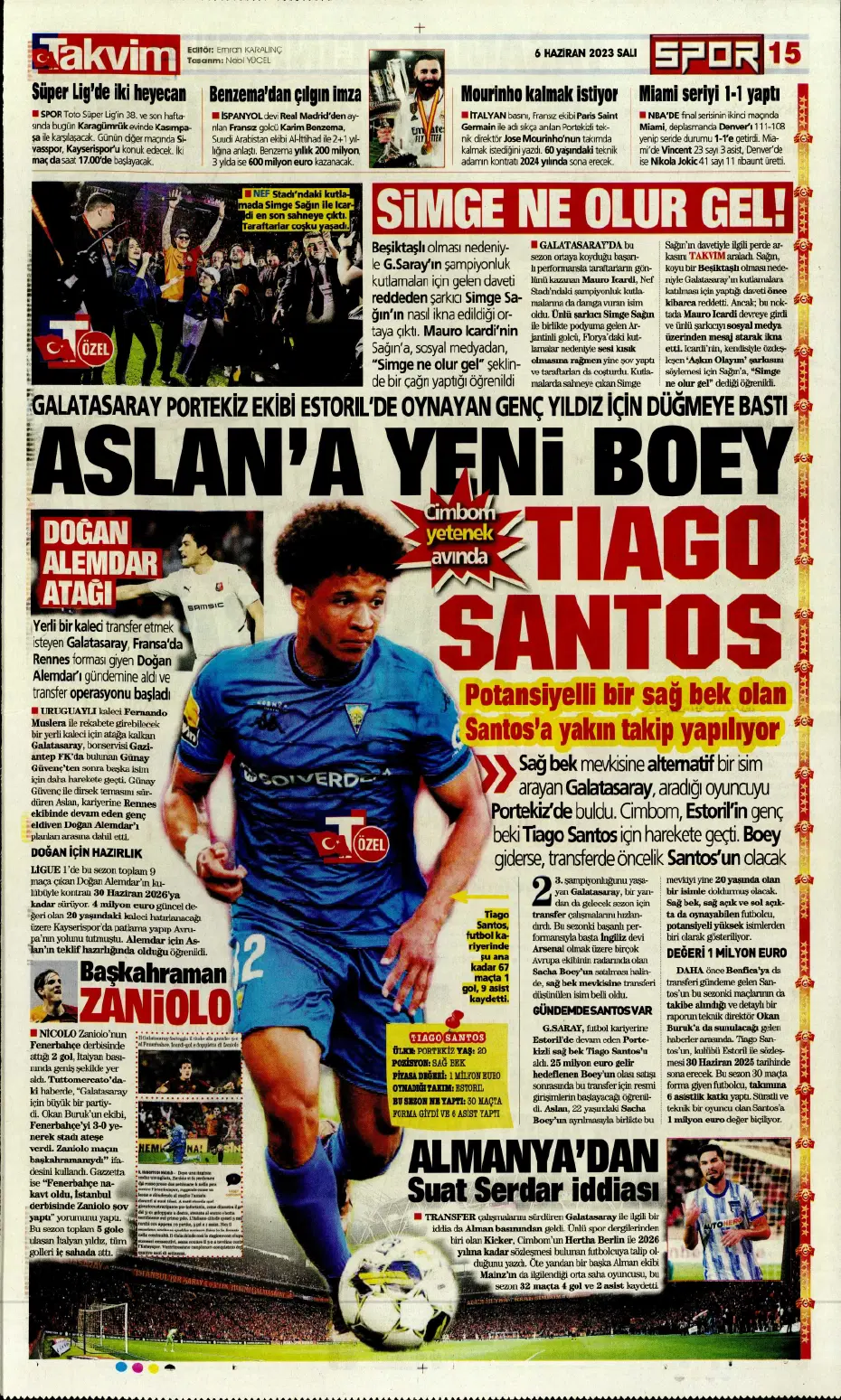 "Devler Ligi'ne süper Aslan" | Sporun manşetleri (6 Haziran 2023) - 20