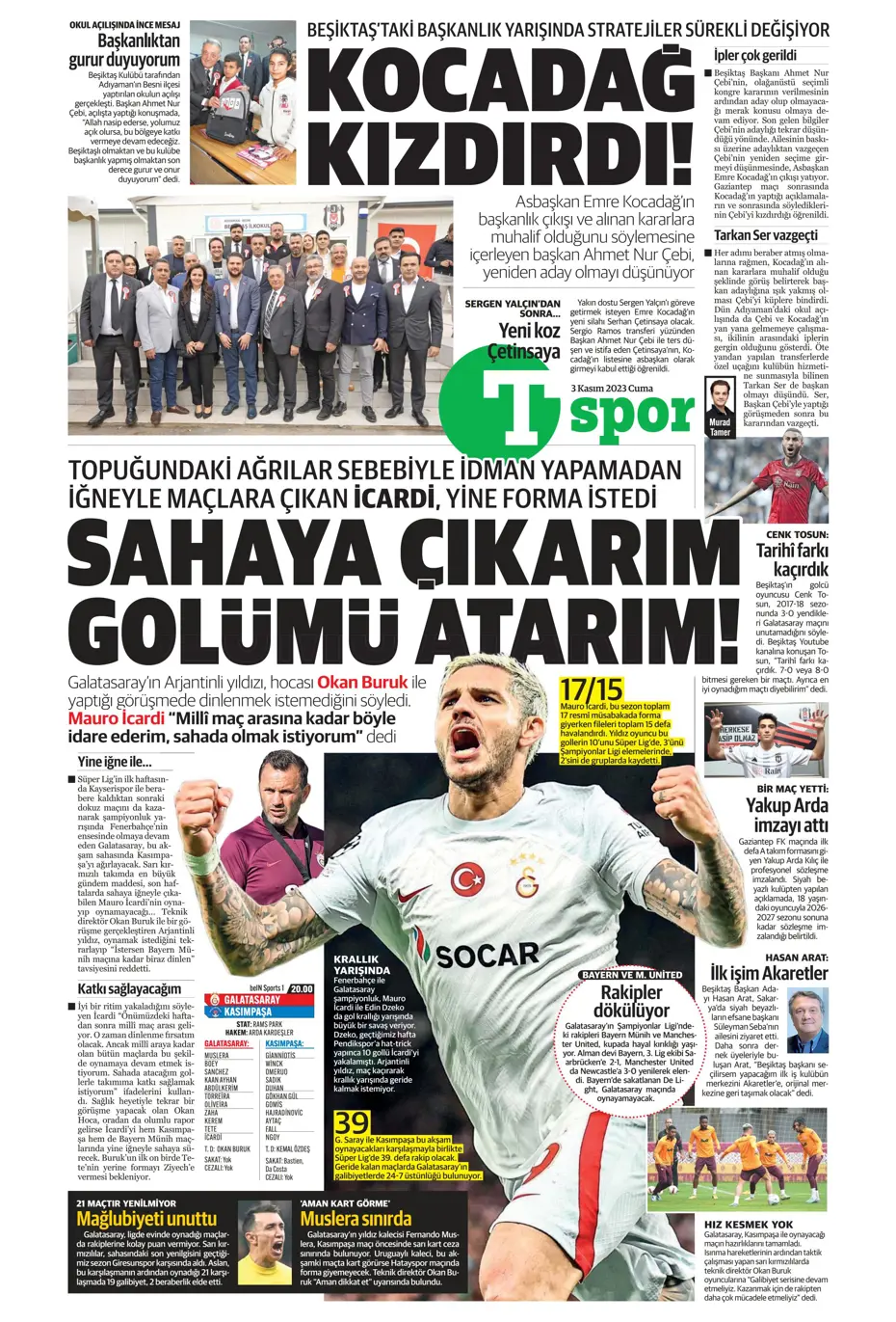 "Chelsea'nin sol beki Aslan'a" | Sporun manşetleri (3 Kasım 2023) - 23