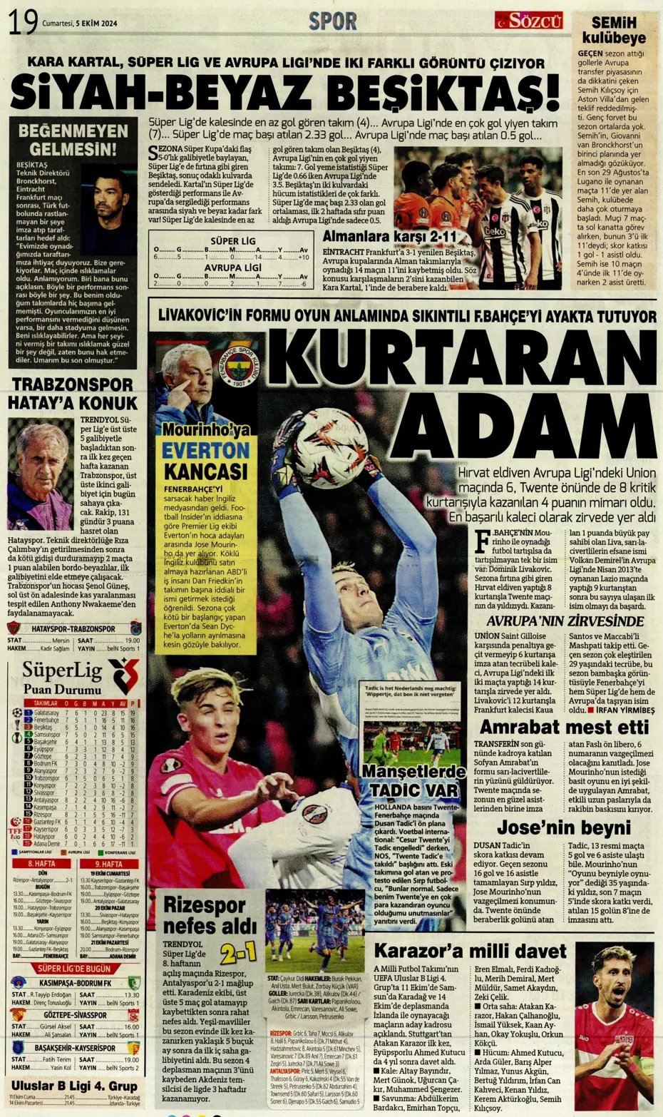 "Mourinho radara girdi" | Sporun manşetleri (5 Ekim 2024) - 31
