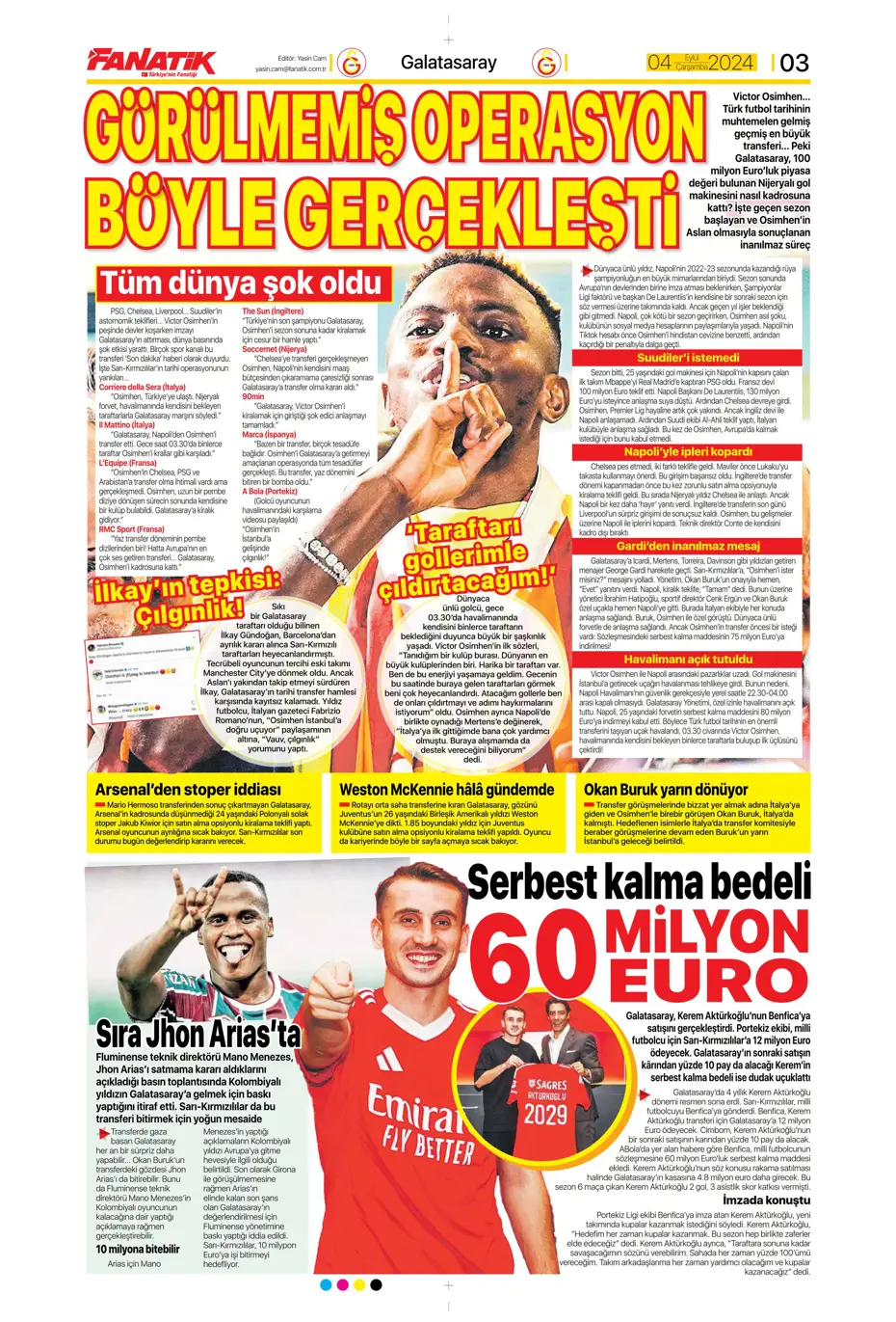 "Dünya Osimhen'i konuşuyor" | Sporun manşetleri (4 Eylül 2024) - 5