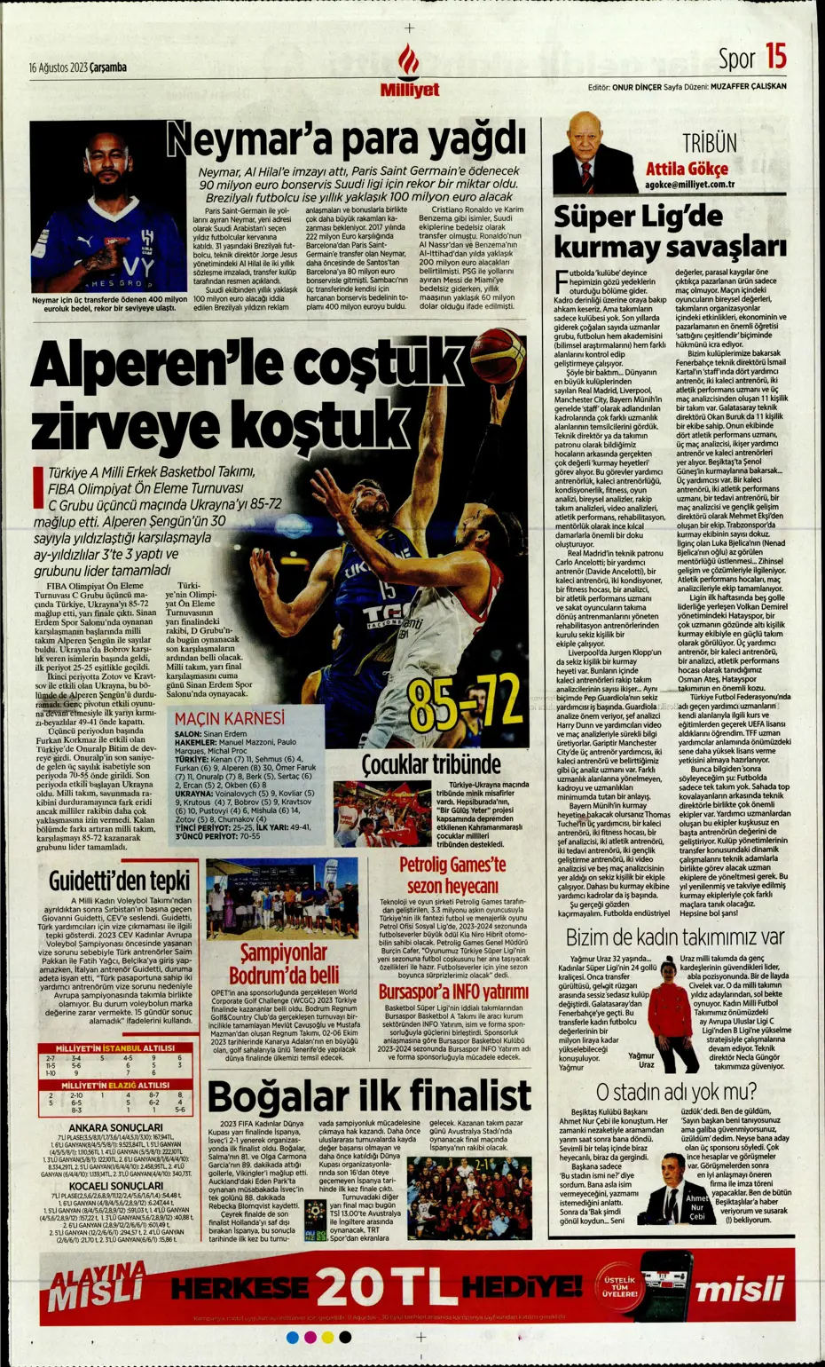 "Devler Ligi'ne kaldı 1 adım" | Sporun Manşetleri - 21